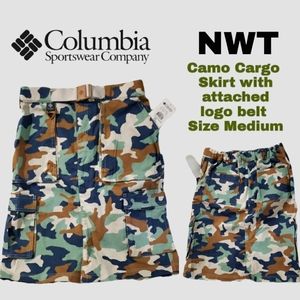 🛍NWT! COLUMBIA - Camo Cargo Skirt w/attached belt, Midi-Length Size Medium